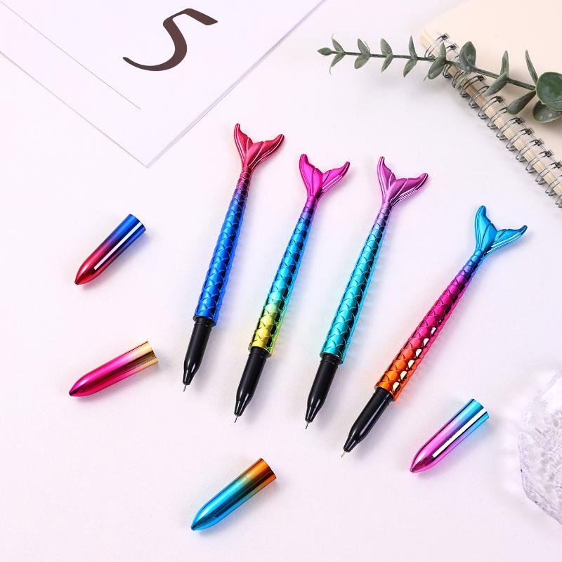 1/4 PCS Creative Blue Ballpoint Pen Mermaid Tail Neutral Pen Colorful Gift Pen