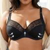 Women Large Bust Support Bra Lace Panel Underwire Adjustable Shoulder Strap Lift Shaping Full Figure Daily Comfort Bra