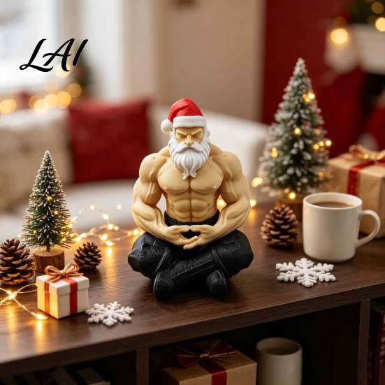 Office Desk Holiday Decor Strong Muscles Santa Claus Ornament Muscle Lines And Beard Decor 3D Printed Funny Party Decorations Christmas Decoration,