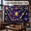 Fantasy Magic Theme Throw Blanket Custom Name Text Personalized Blanket Soft Cozy Blanket for Home Sofa Bed