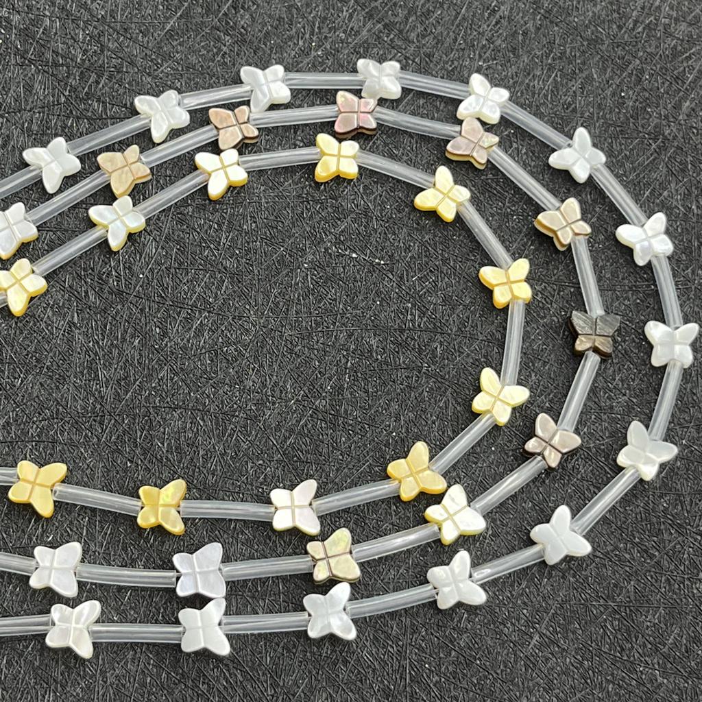 Charming Natural Shell Butterfly Beads 7×8mm, 20pcs per Strand, Sweet Fairy Vibe Loose Beads for DIY Necklace Bracelet Earring Jewelry Making Supplies