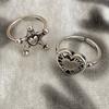 Vintage Herz Pentagramm Offener Ring für Damen Süß Kühl Alt Gemacht Hohl Liebesstern Persönlichkeit Fingerzubehör Mode Schmuck