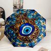 Stained Glass Hamsa Design Umbrella 8-Frame for Travel, Camping, Casual Lightweight Portable Umbrella, Essential for Every Family Holidays Gift