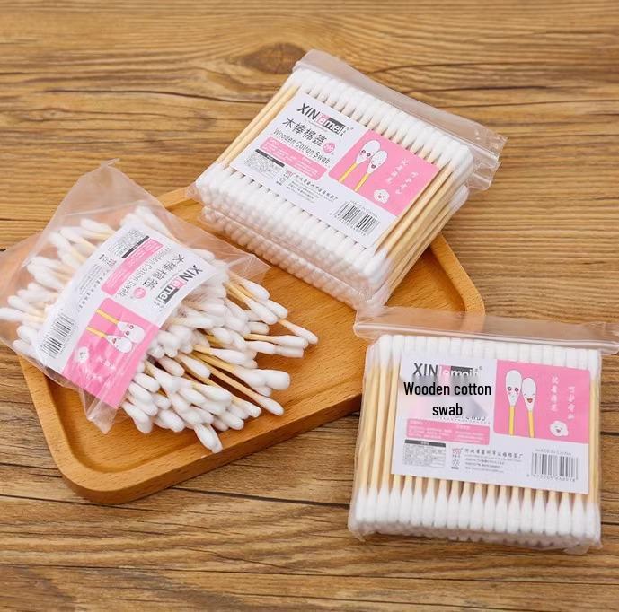 

Бавовняні палички з бамбука з двома головками - 100 штук, одноразові, для зняття макіяжу та чищення вух