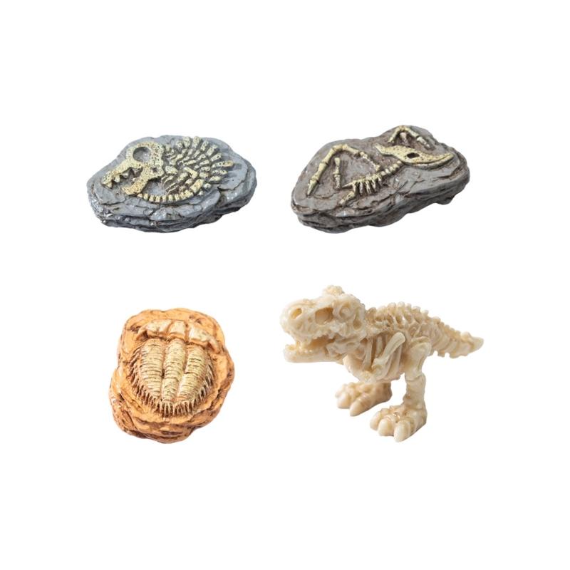 Miniature Resin Fossils Dinosaur Statue Model Mini Dinosaur Fossils Moss Landscape Ornament Educational Toy Figures