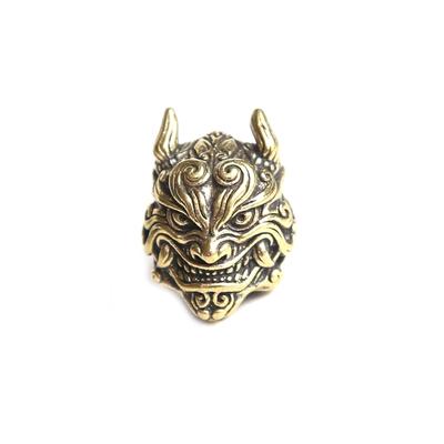Mahakala Head Sculpture Brass Knife Beads EDC Outdoor DIY Paracord Accessories Handmade Woven Bracelet Lanyard Pendants Hangings
