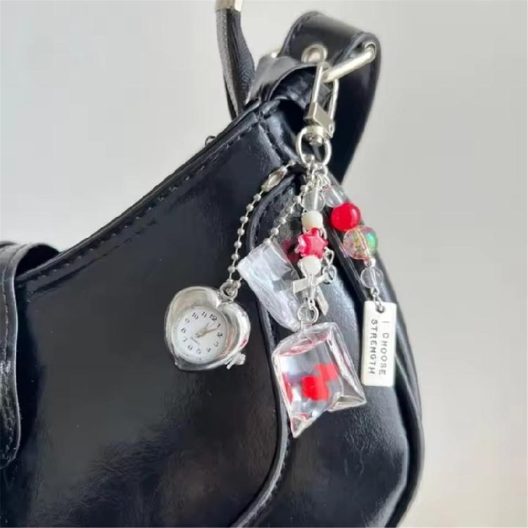 Vintage Inspired Mechanical Keychain Pendant Retro Alloy Pocket Watch Charm For Bags Keys Jewelry Accessory
