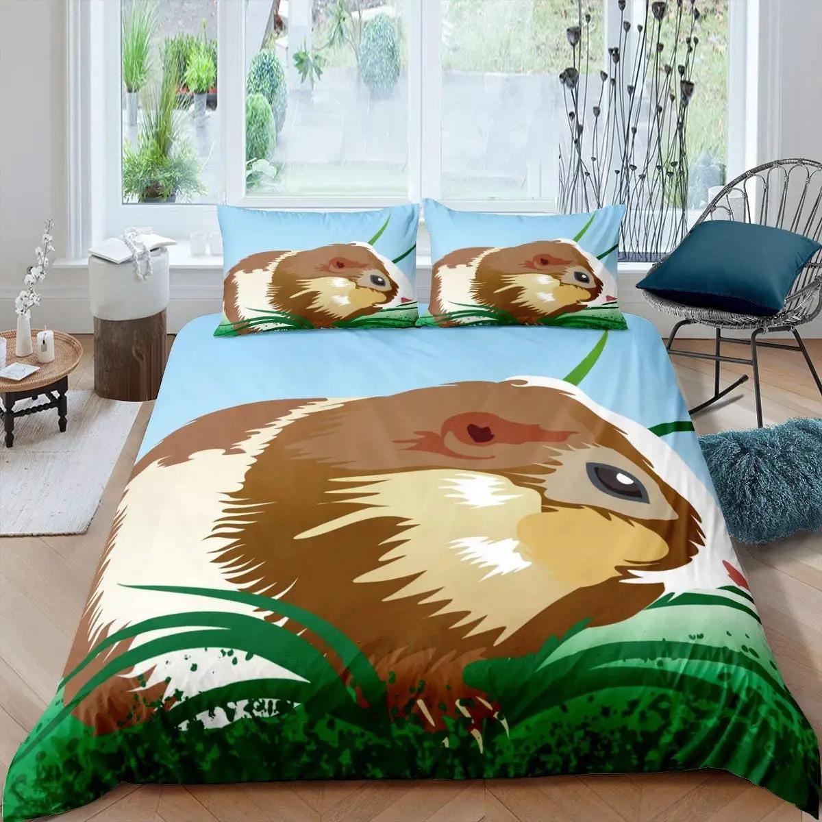 

Guinea Pig Bedding Set Cute Mouse 3D Duvet Cover Animal Comforter Cover For Kids Boys Girls Teen Soft Twin Polyester Quilt Cover EU single(135x200cm)