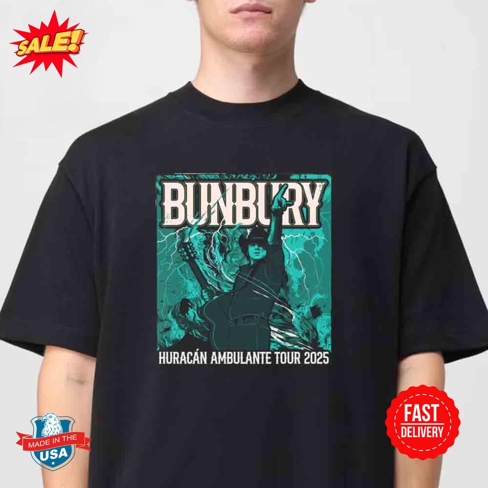 Enrique Bunbury 2025 Huracán Ambulante Tour Classic T-Shirt XL