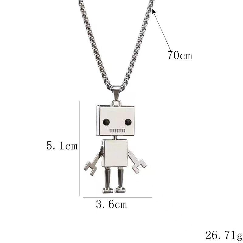 

Unisex Street Fashion Robot Pendant Necklace - Hip Hop Disco Style Long Chain