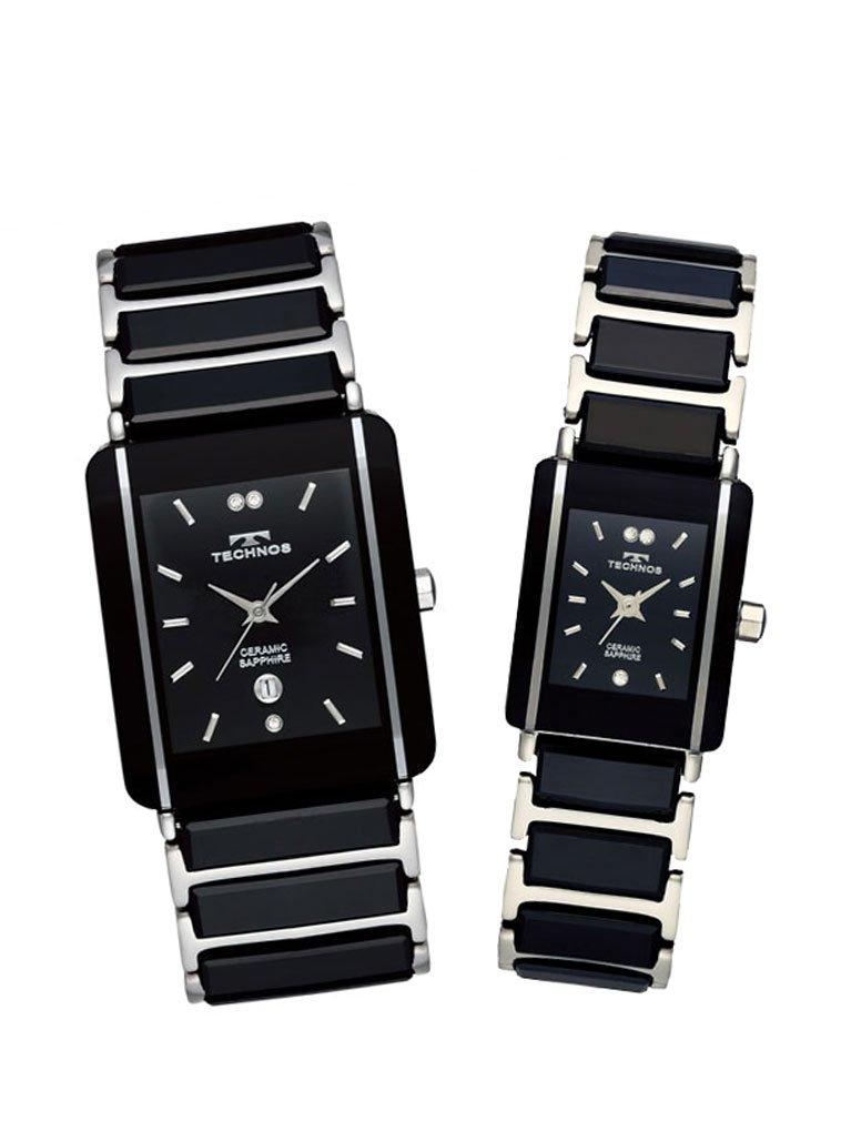 

TECHNOS Pair Watches for Men Ceramic Stainless TECHNOS & Women, & Steel, TSM903TB-TSL906TB