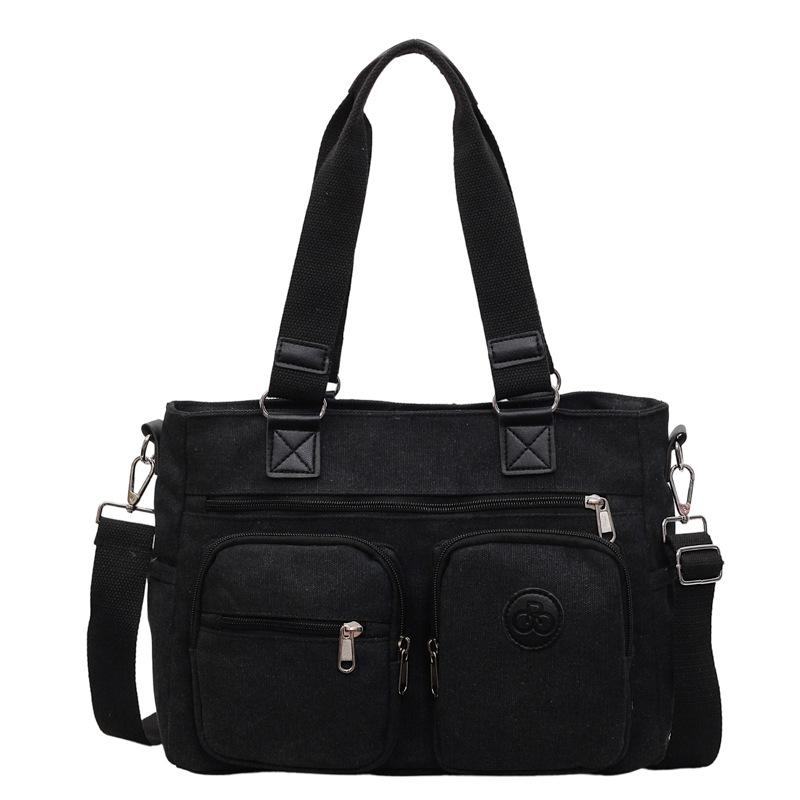 Stylish Canvas Shoulder Bag for Women, Multi-Pocket Tote with Adjustable Strap and Durable Design