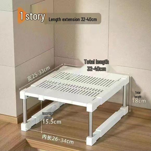 

Expandable Wardrobe and Kitchen Storage Rack System Length 32-40 Height 18