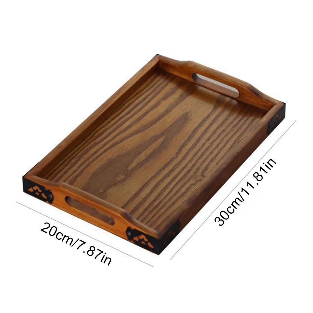 Wooden Serving Tray with Handles Wood Tea Tray Food Tray for Breakfast Coffee Dessert Snack Platter Home Coffee Table