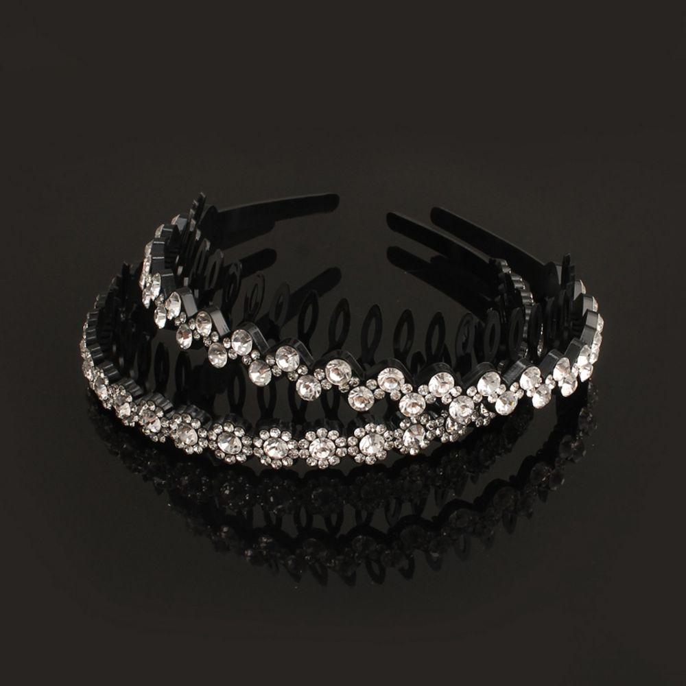 Wave Rhinestones with Gear Female Hairbands Korean Style Headwear Flower Hair Hoop Pearl Headband