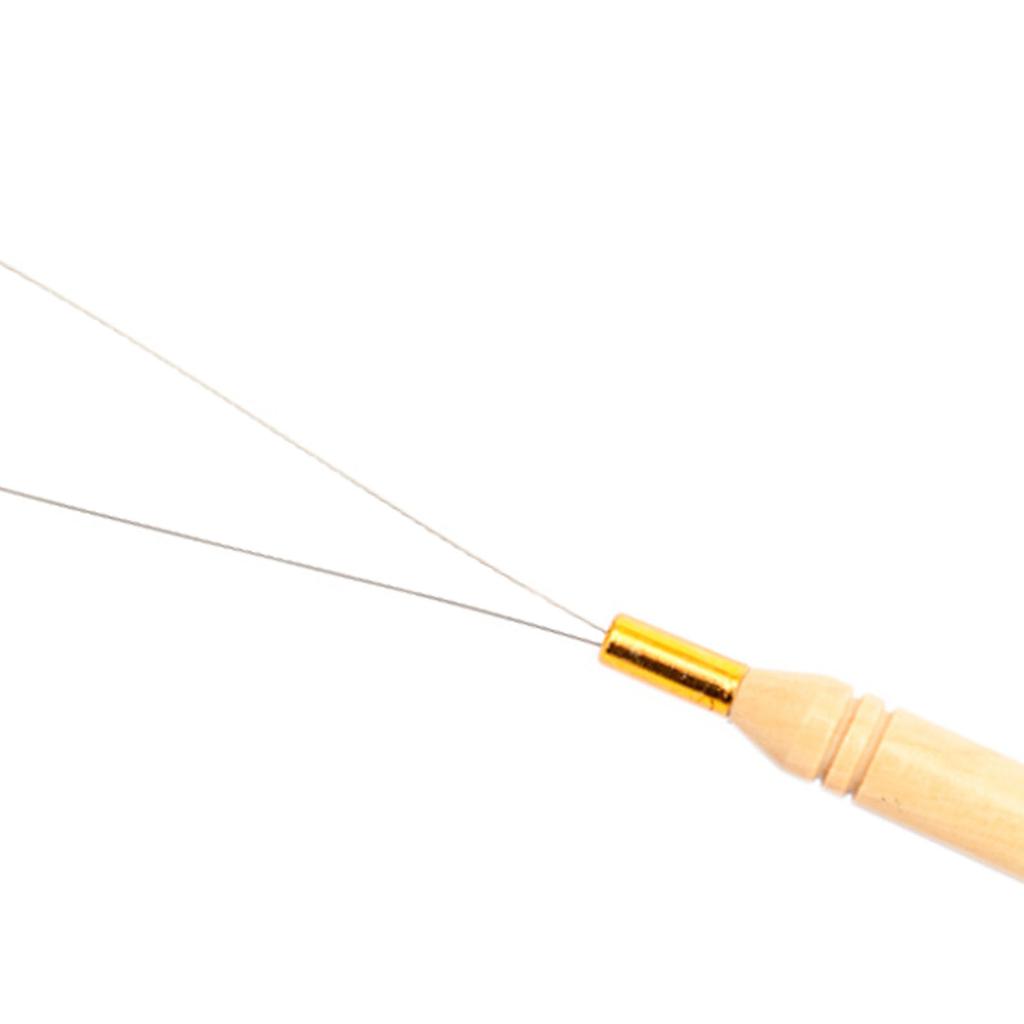 Hair Extension Loop Needle Prevent Slip Wooden Handle Lightweight Loop Threader Pulling Hook Tool for Beads Tubes
