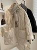 Women's Lambswool Down Cotton Jacket - Korean Style, Winter Patchwork, Loose Fit, Diamond Quilted, Lightweight, Warm Outerwear (2026)