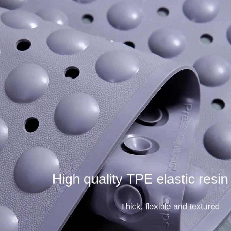 Anti-skid TPE Bath Mats Rectangle Soft Shower Bathroom Massage Mat Suction Cup Non-slip Bathtub Carpet Wash Foot  Bath Mat