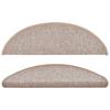 VidaXL Tapis d'escalier 15 pièces 56 x 17 x 3 cm Marron clair Demi-rond 133878