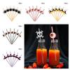 Halloween Spider And Pumpkin Straw Decorations Set Of 24pcs
