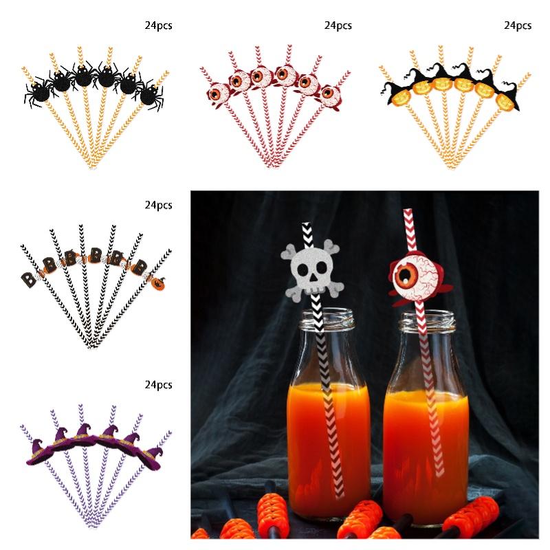 Eye-catching Halloween Pumpkin And Spider Straw Attachments