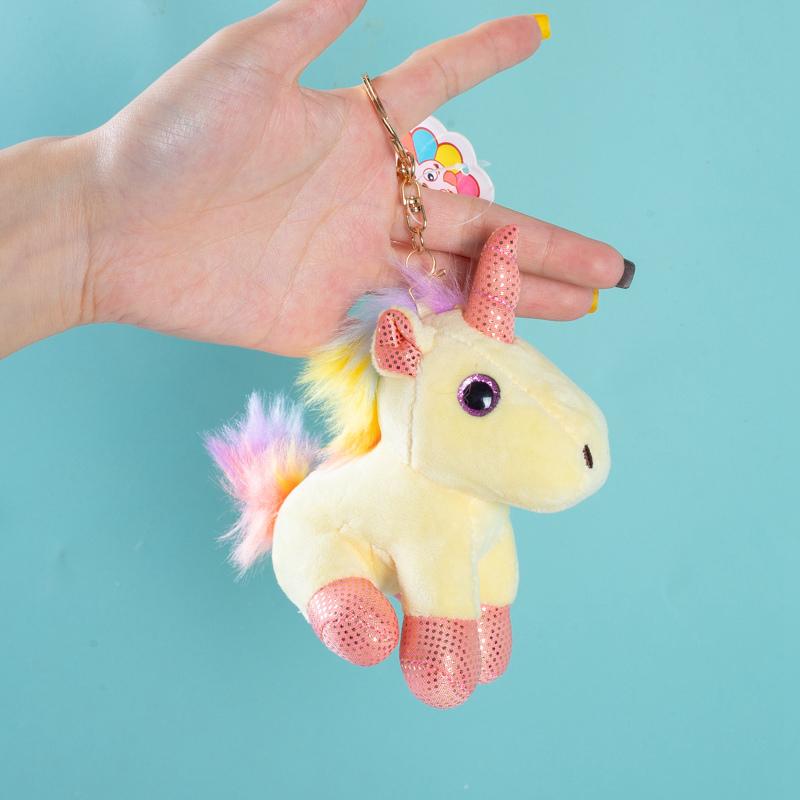 Unicorn Theme Hanging Pendants Soft Stuffed Plush Toys Cute Rainbow Horse Keychian Backpack Charm Gifts For Girls Birthday