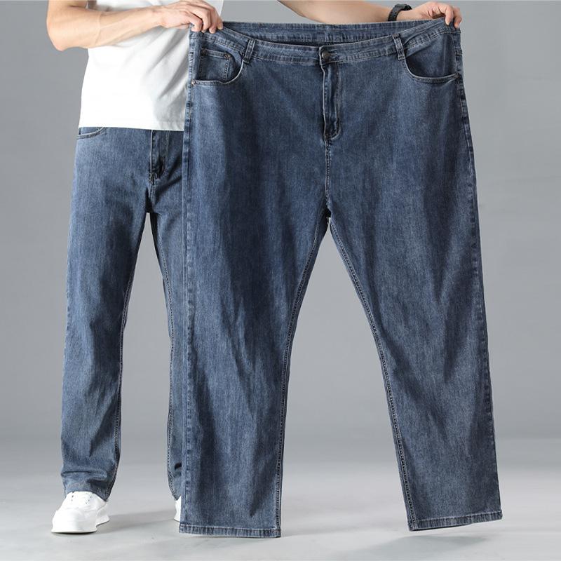 Men's Plus Size Straight-Leg Trousers Lightweight High-Waisted Stretch Casual Trousers