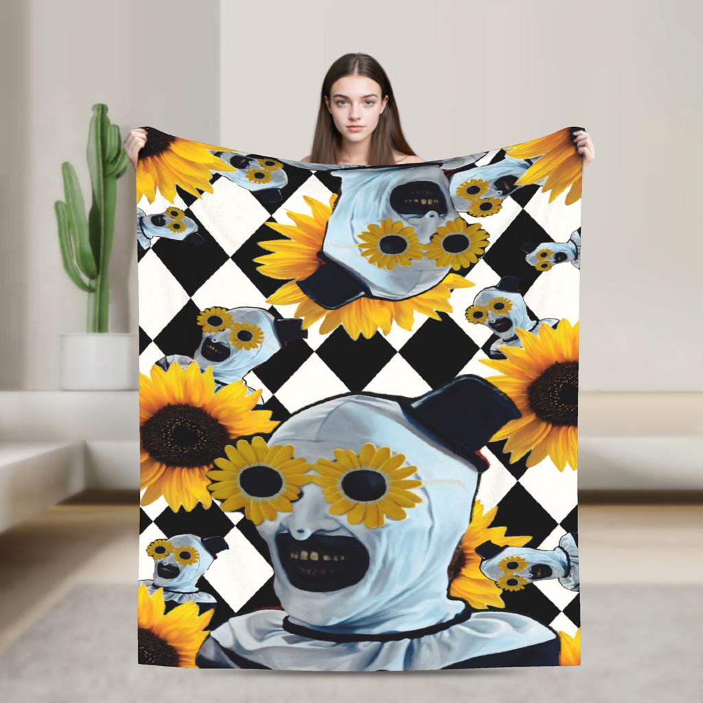 Art The Clown Terrifier Flannel Blanket Horror Movie Funny Throw Blanket For Home 200X150Cm Quilt