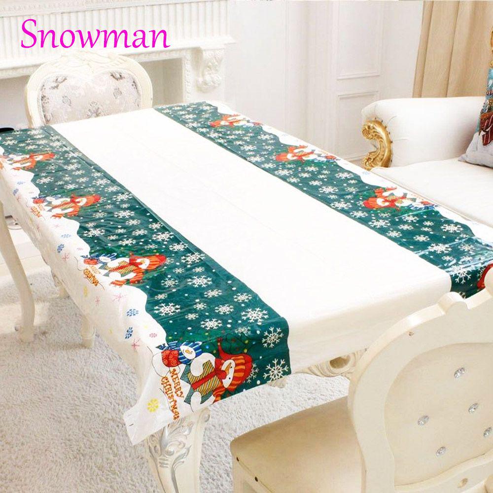 New Snowman Cartoon Table Cover Santa Claus Festival Decor Christmas Tablecloth