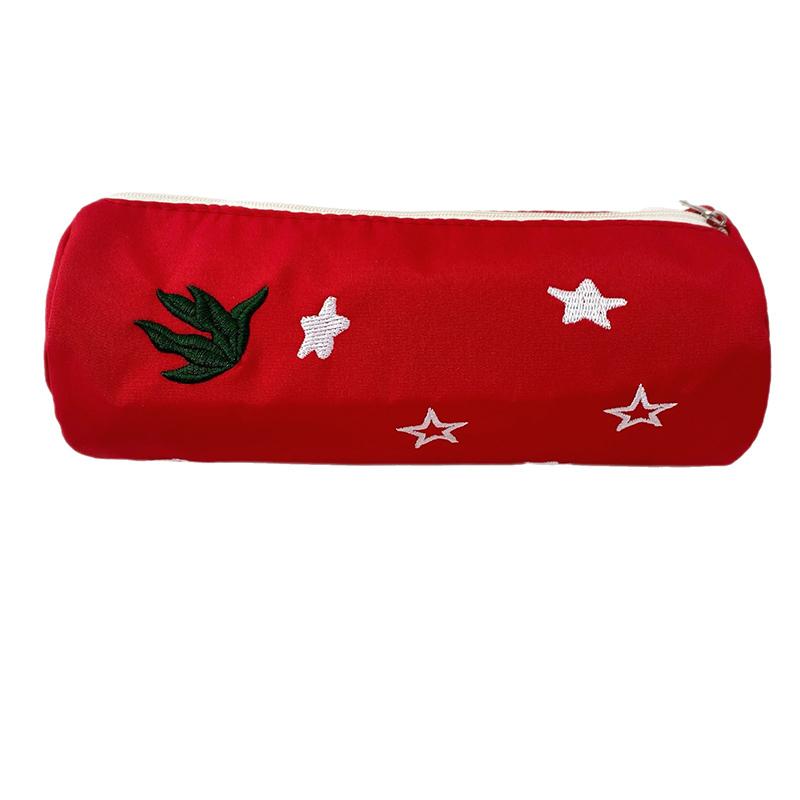 Roztomilé červené jablko vyšívaná hvězda pouzdro na tužky kreslené přenosné kosmetické pouzdro taška na tužky úložná taška pouzdro na psací potřeby studentské dárky