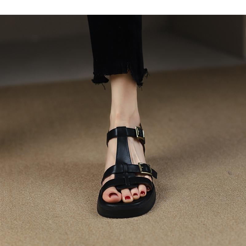 Roman Shoes Women 2025 Summer Open-toe Thick-soled Sandals Are Fashionable and Versatile,While Chunky Heels Are Retro High Heels