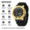 Sanda Men's Multi-Function Square Steel Band Watch with Temperature Measuring and Stopwatch Timer