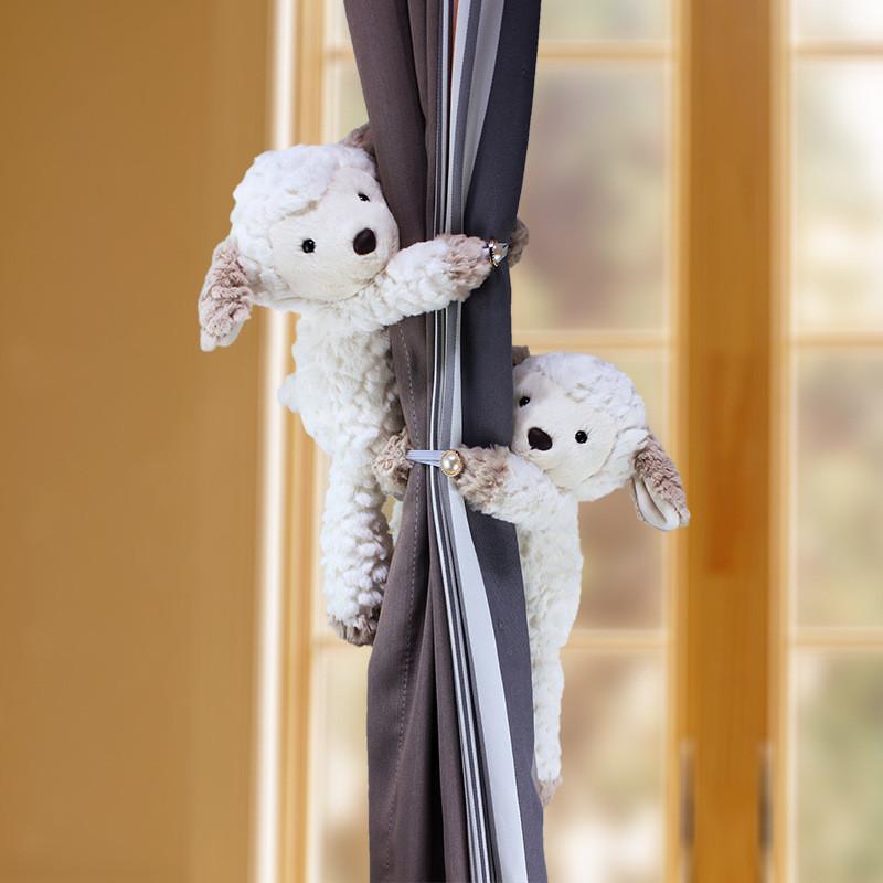 Sheep Curtain Tiebacks With Plush Animal Dolls For Kids Room Decoration Window