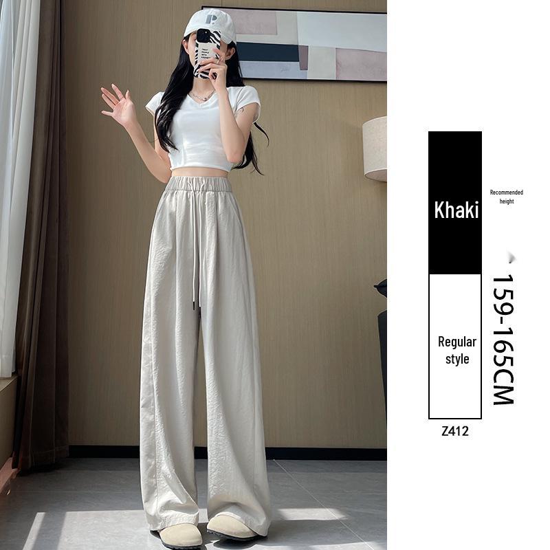 White Women's Wide-Leg Quick-Dry Ice Silk Pants