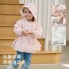 David Bella Girls' Waterproof Printed Coat Spring New Children's Hooded Coat Baby Top