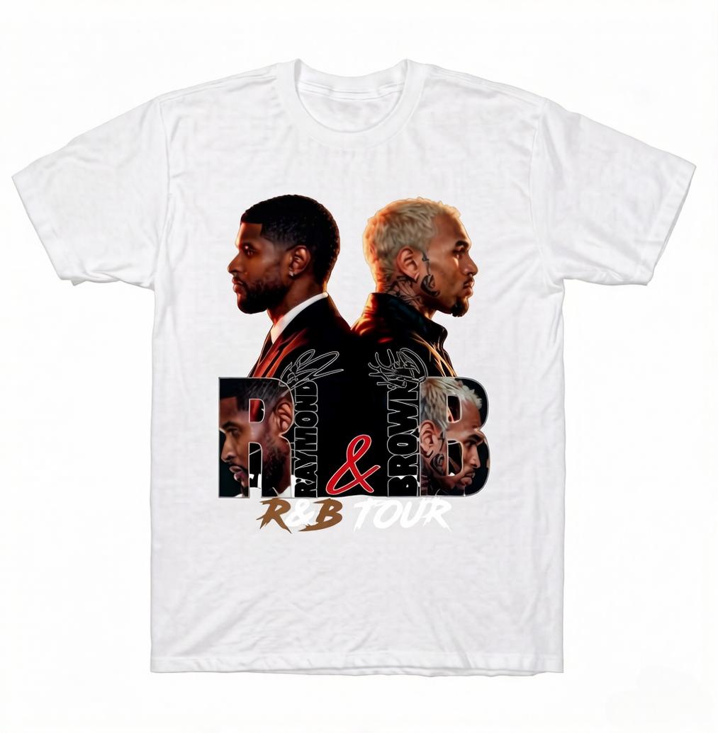 

Summer Tour Chris Brown and UthernRaymond with Brown RB Print Unisexs Tshirt Unisex Cotton Short Sleeve Yk 4XL