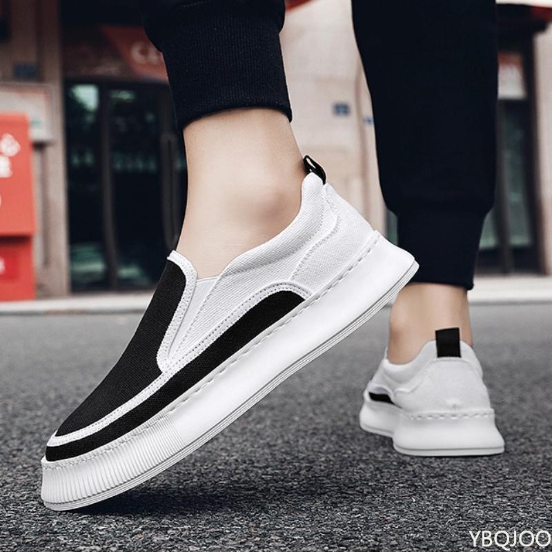 Spring and Autumn Fashionable Breathable Casual Anti Slip Work Men's Shoes Black Flat Bottomed One Foot Sports Men's Board Shoes