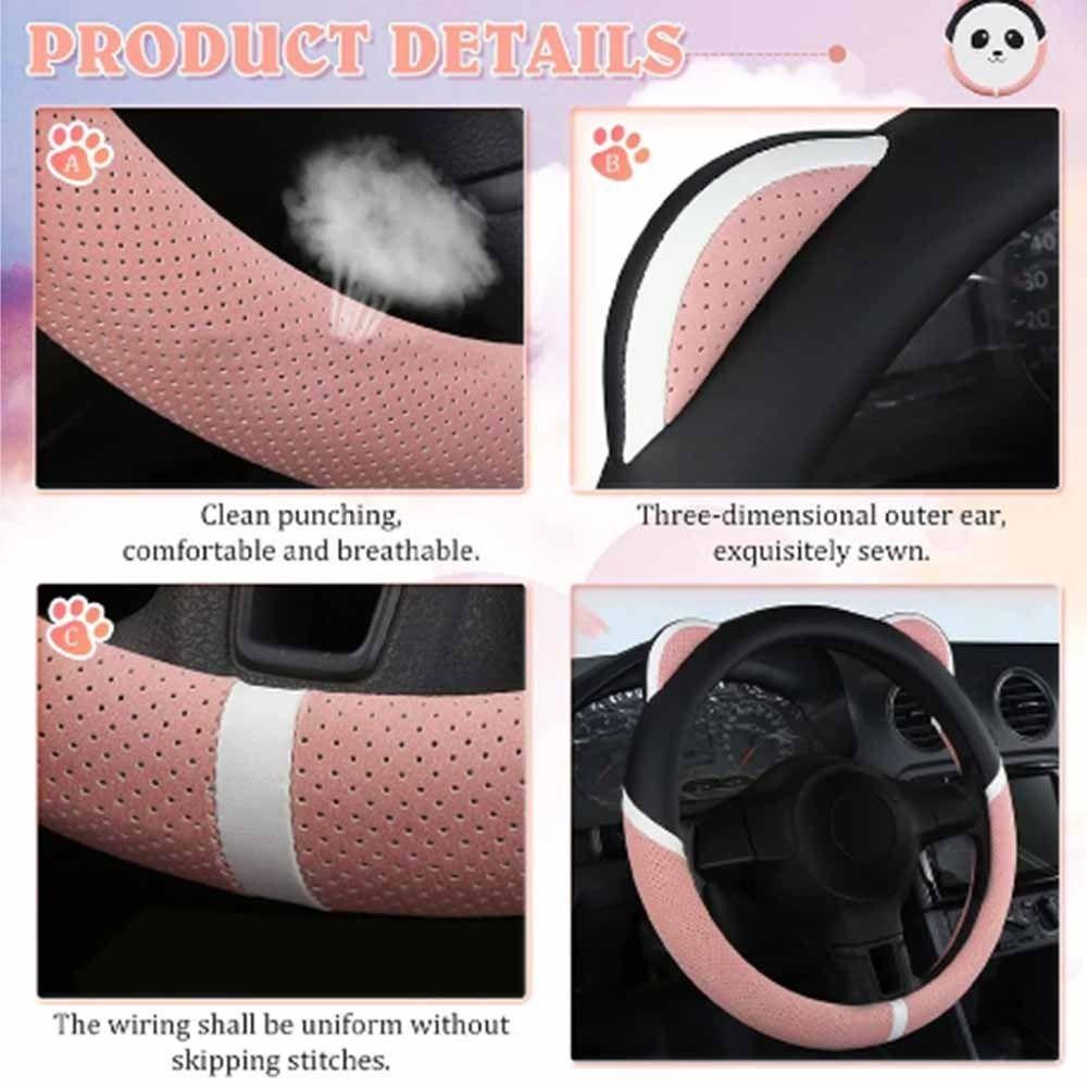 Breathable Car  Steering Cover Anti Slip Steering Wheel Sleeve Cute Handle Cover  Women Use