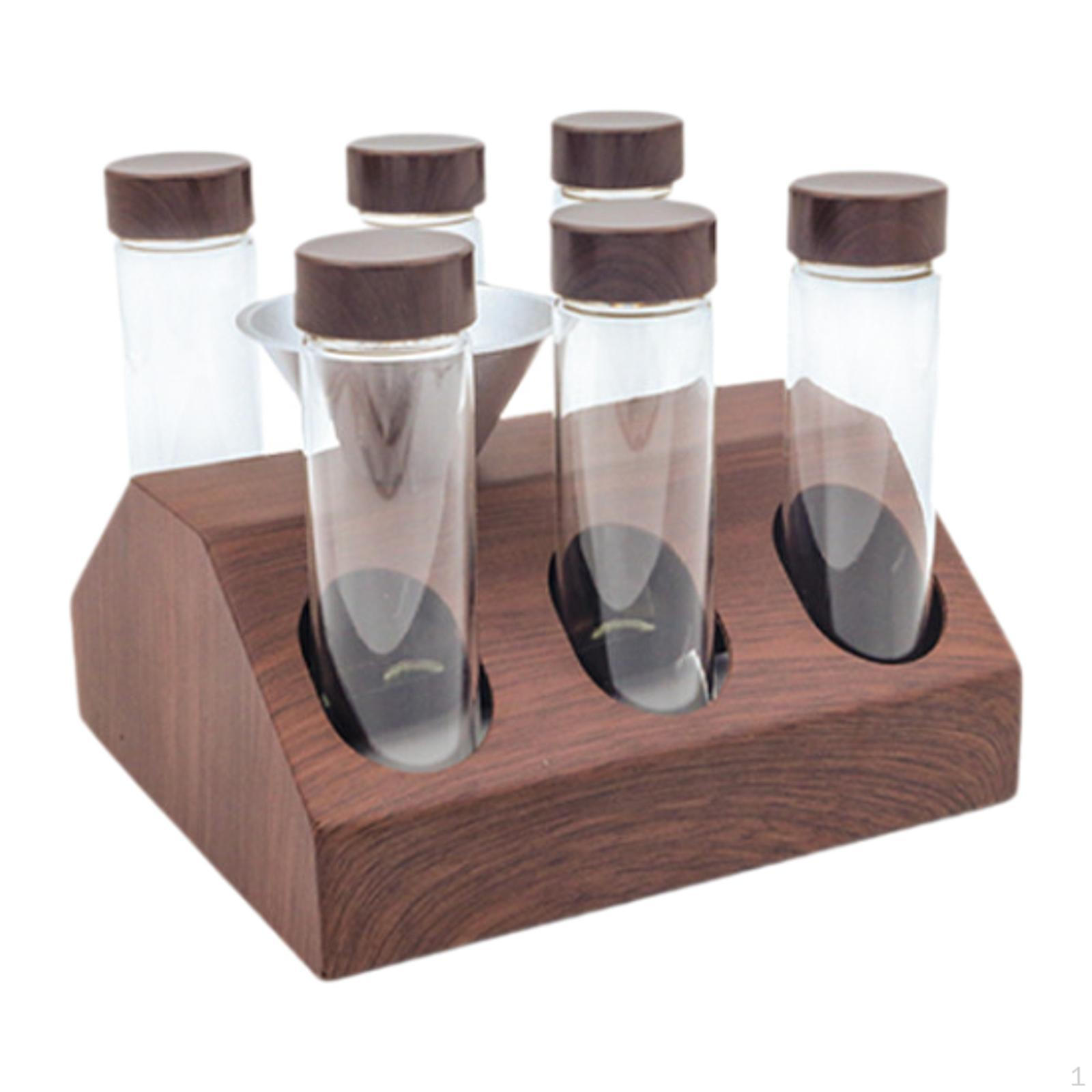 Coffee Bean Dosing Glass Jar Cellar Storage Containers with Holder and Funnel 6 Slots 2770₽