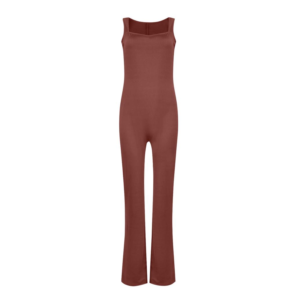 Jumpsuit for kvinner med brede ben, ermeløs, ermeløs, sexy, trang, fritidsdress, treningsklær