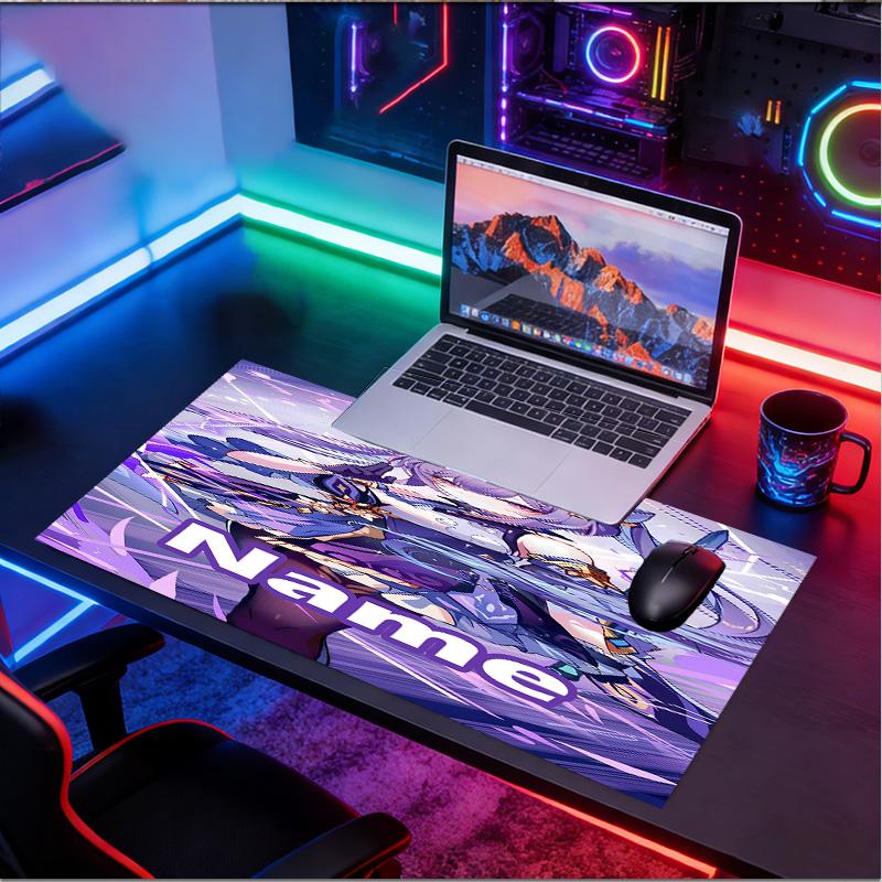 Custom Name Personalized Genshin Impact Pattern Mousepad, Laptop PC Desk Mat, Decorative Desk Mat for Home Keyboard Pad Gift