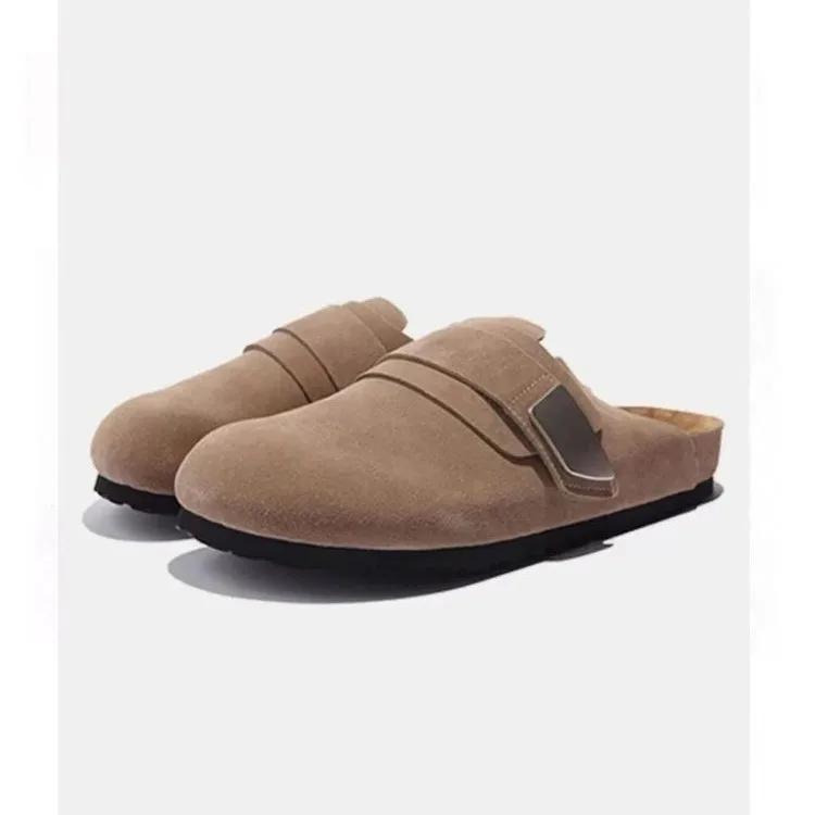 

модные весенне-осенние женские тапочки для улицы с закрытым носком, женская обувь на плоской подошве, слипоны на платформе, современные балетки, противоскользящие модные шлепанцы 43 темные хаки