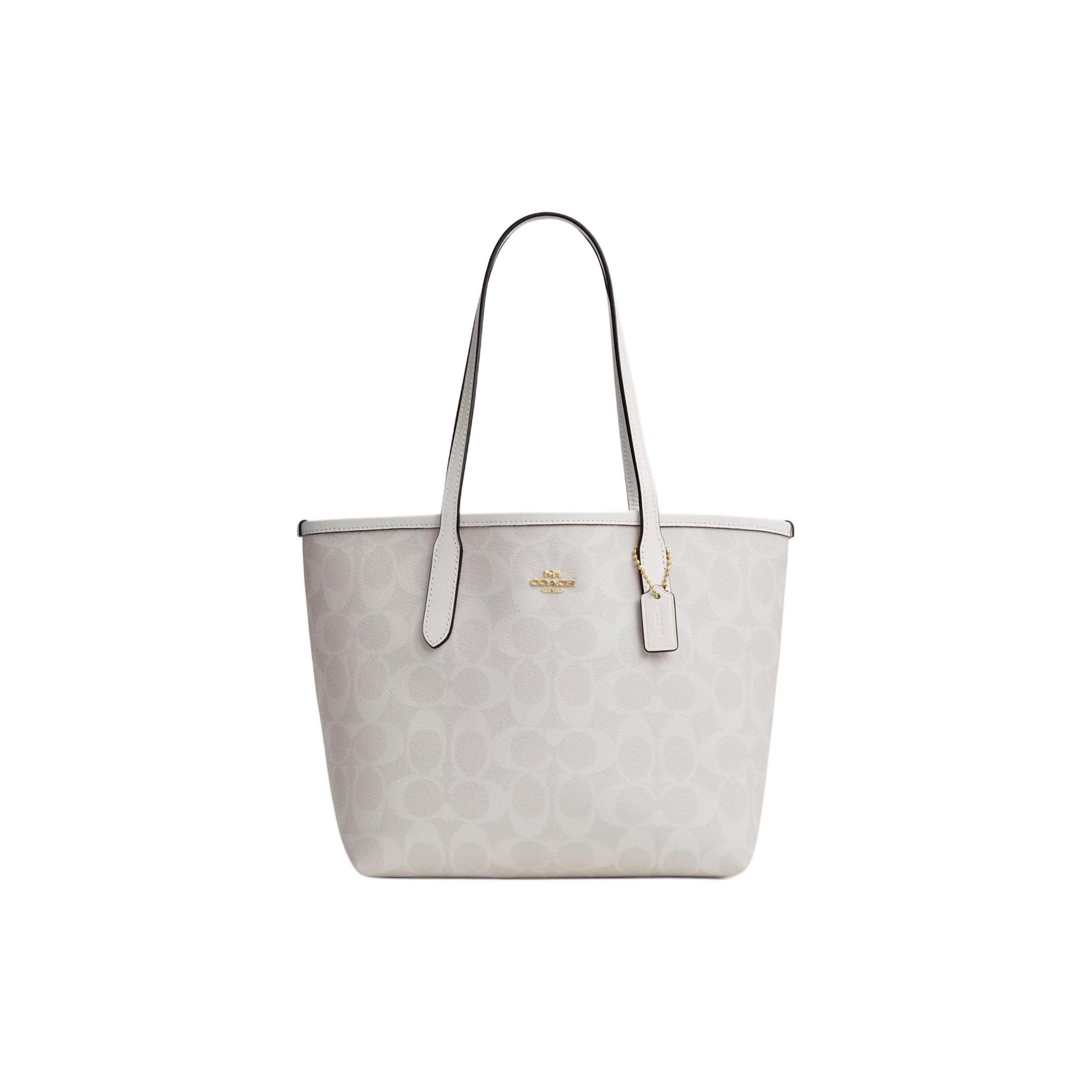 

Coach City 23 Gold Logo Classic Floral Snap Tote Bag Women tote Chalk Glacier-White CN733-IMRFF Basic Set (Bag+Dust Bag)