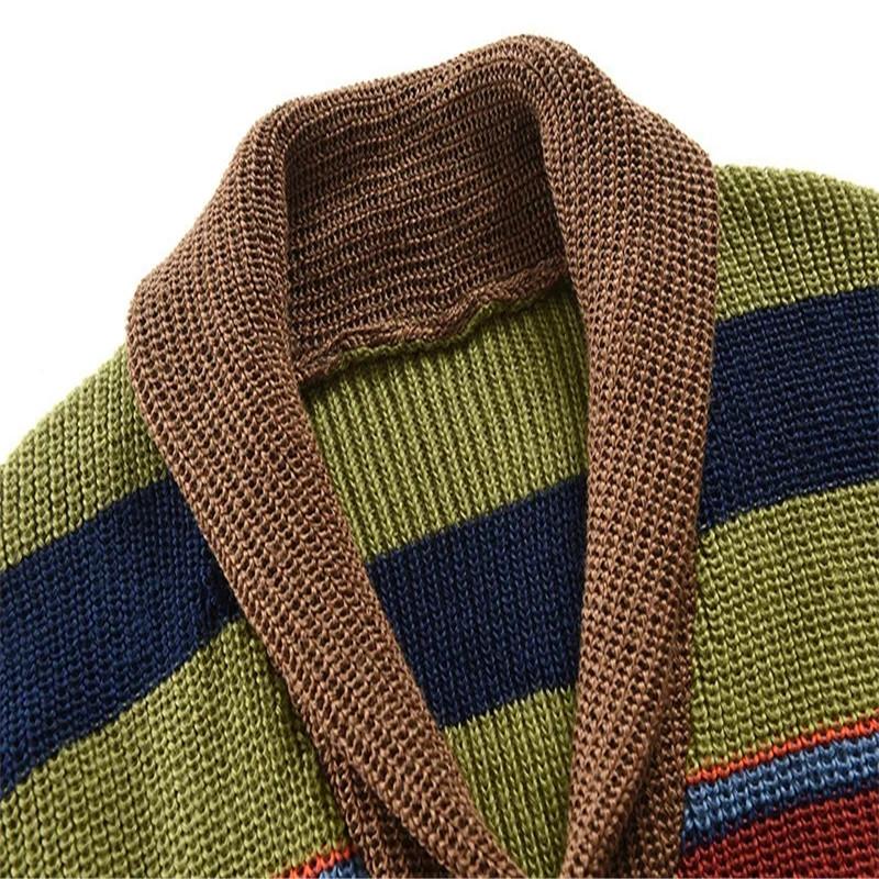 Spring Autumn Fashion Men's V-Neck Collar Cardigan Sweater Slim Fit Patchwork Long Sleeve Casual Male Jacket