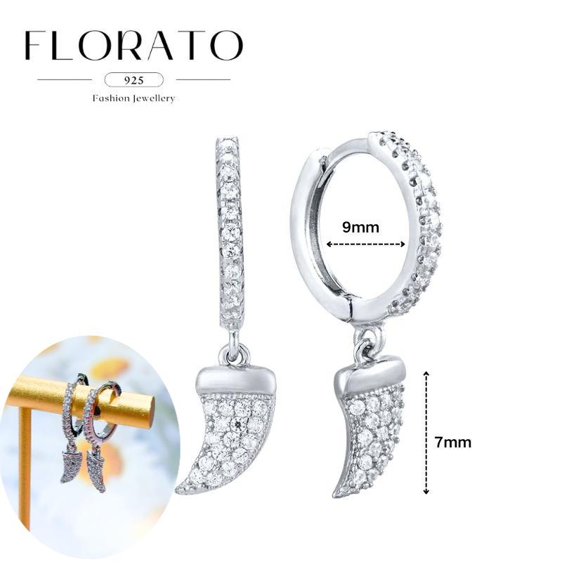 925 Silver Needle Rivet Micropaved Zircon Pendant Hoop Earrings For Women Punk Vintage Earrings Fashion Party Jewelry Gifts