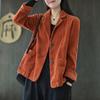 Harajuku Corduroy Jackets Korean Cute Solid Color Long Sleeve Lapel Neck Breasted Casual Double Pocket Cardigan Coat