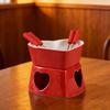 Heart Shaped Chocolate Fondue Mug Set Ceramic Sweet Fondue Cup with Forks and Candle Red White 350ml