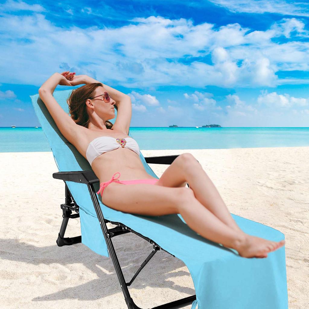 Lounge Chair Towel Cover Beach Chair Cover Ultrafine Fiber with Pockets Extra Long Beach Towels Salon Chair Cover
