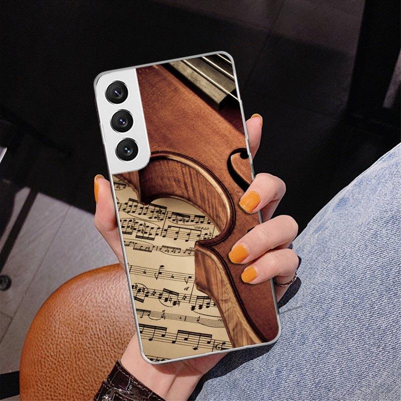 Music Violin Phnoe Case for Samsung Galaxy S26 S25 Edge S23 S24 Ultra S22 Plus S21 S20 FE Unique Cover Soft Coque Galaxy S25 S23