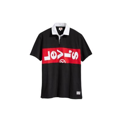 Levis Color Block Nadruk z Literami Wygodna Casualowa Koszulka Polo z Krótkim Rękawem Męska Koszulki Polo Czarna 69949-0000
